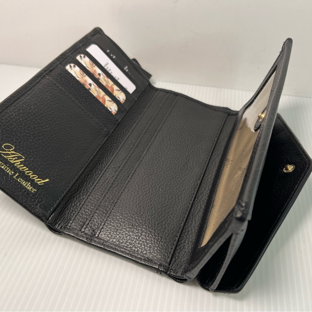 Ashwood Leather UK Genuine Pebble Leather Trifold Envelope Wallet wHaircalf flap - Picture 3 of 16